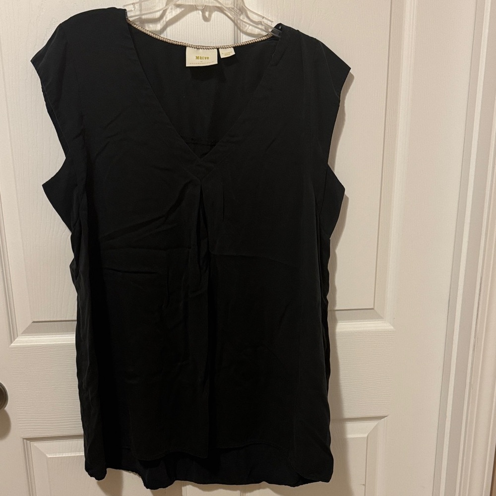 Maeve by Anthropologie Black V-Neck Blouse